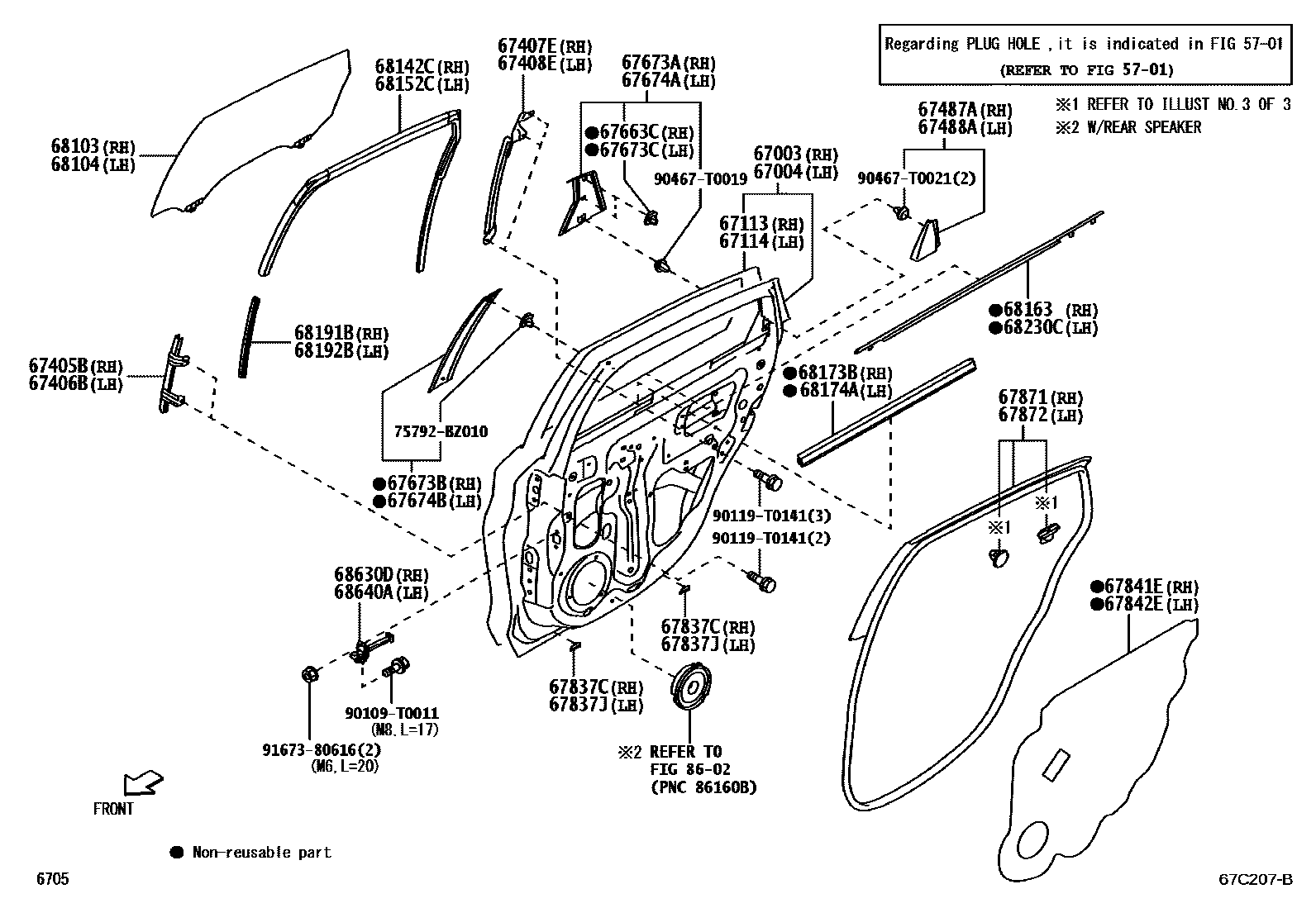 Toyota YARIS 后门板和后门玻璃 EPC diagram — 67C207B