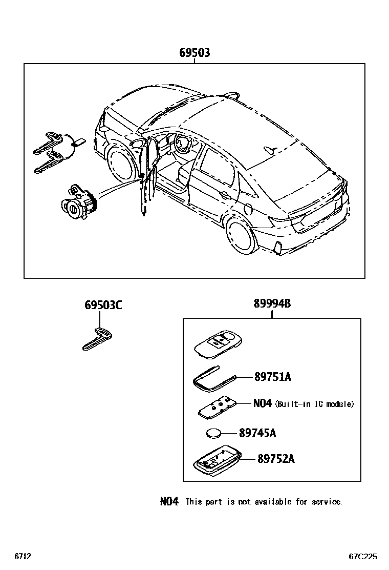Toyota YARIS 锁芯组件 EPC diagram — 67C225