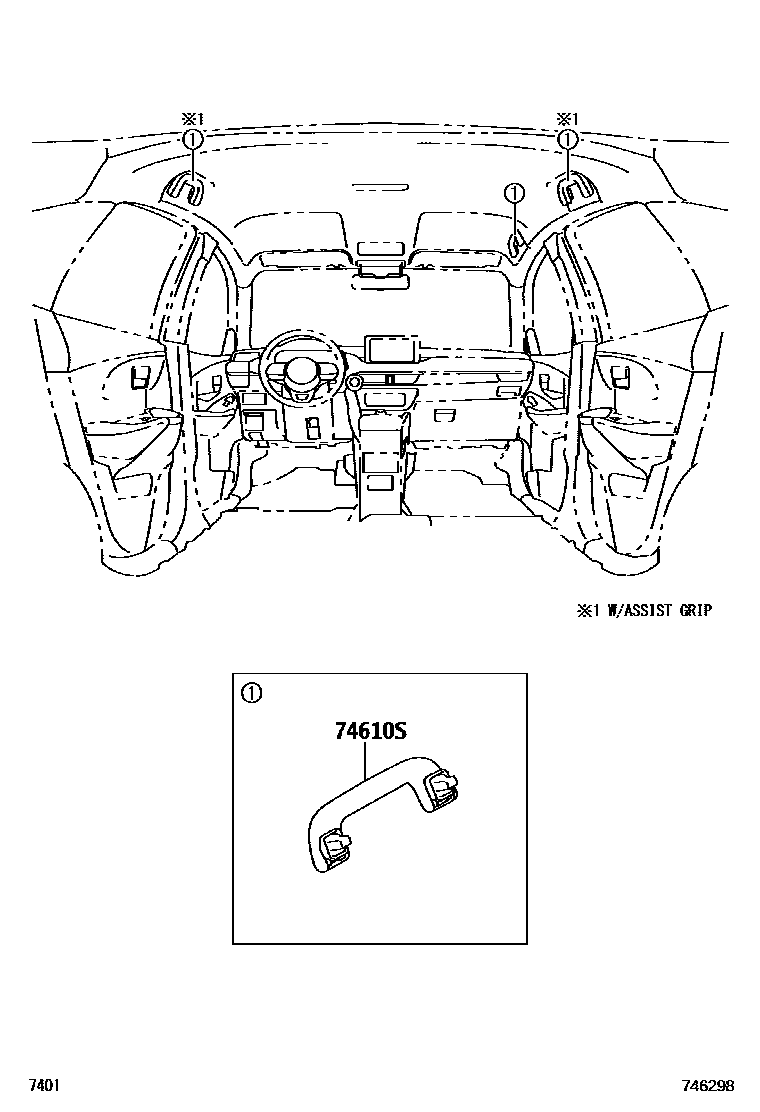 Toyota YARIS 扶手和遮阳板 EPC diagram — 746298