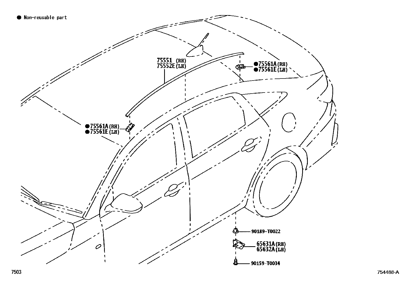 Toyota YARIS 侧防护条 EPC diagram — 754488A