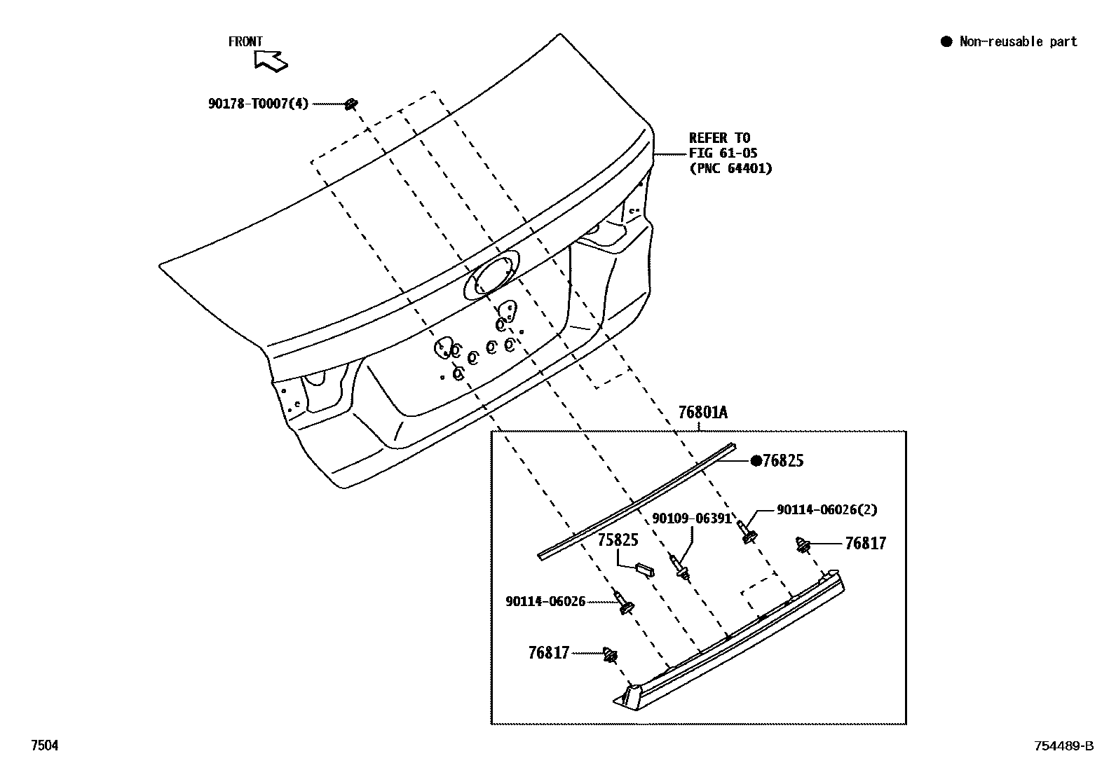 Toyota YARIS 后防护条 EPC diagram — 754489B