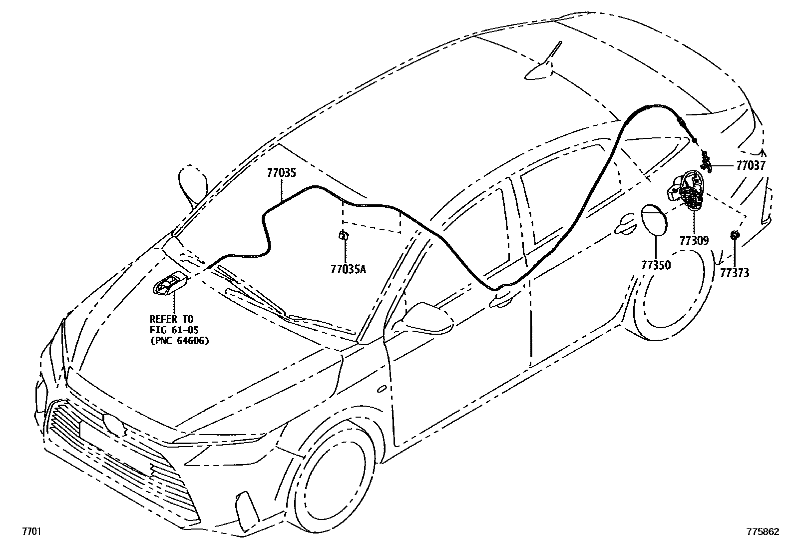 Toyota YARIS 燃油箱和燃油管 EPC diagram — 775862