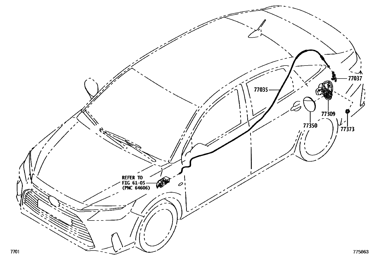 Toyota YARIS 燃油箱和燃油管 EPC diagram — 775863