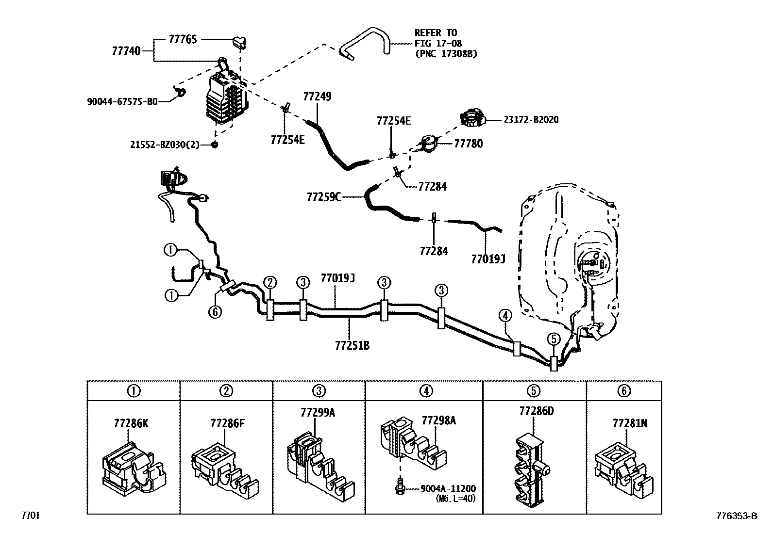 Toyota YARIS 燃油箱和燃油管 EPC diagram — 776353B