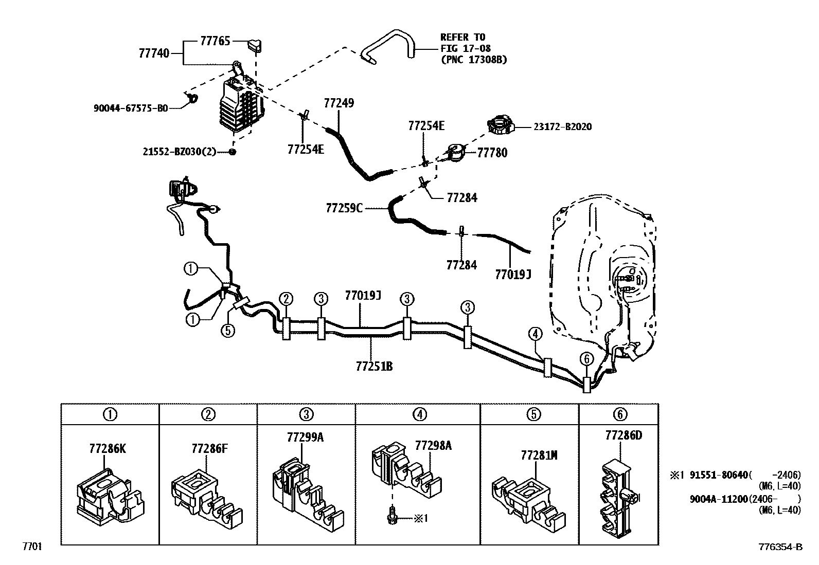 Toyota YARIS 燃油箱和燃油管 EPC diagram — 776354B