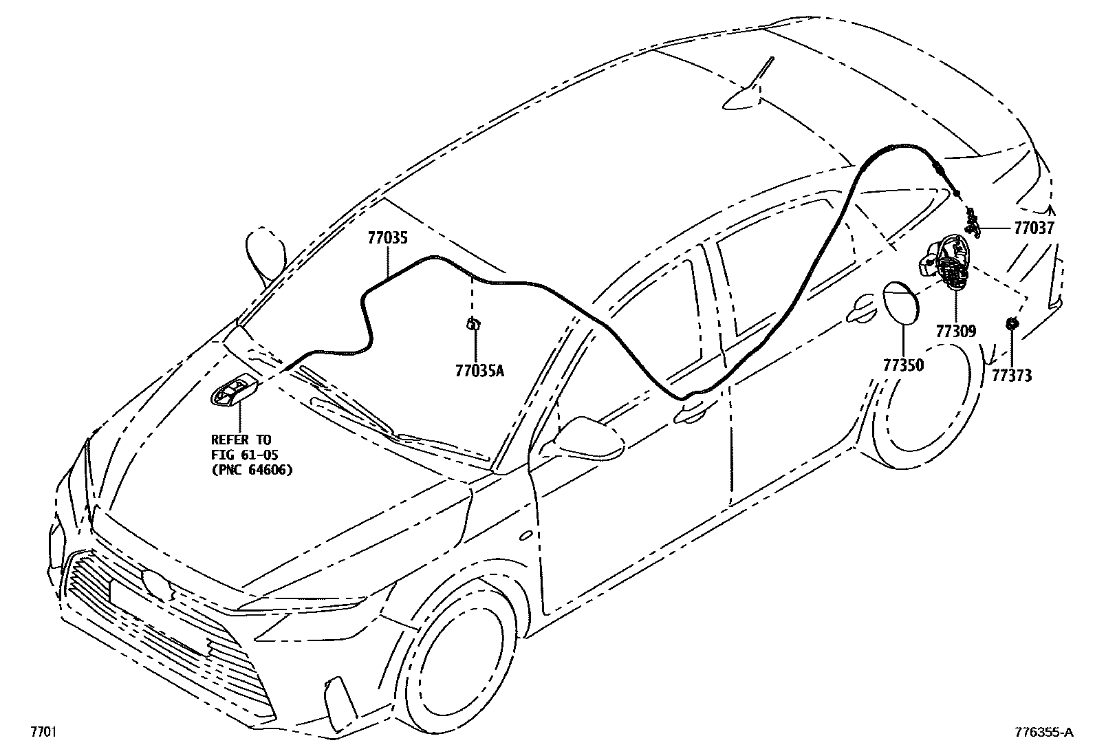Toyota YARIS 燃油箱和燃油管 EPC diagram — 776355A