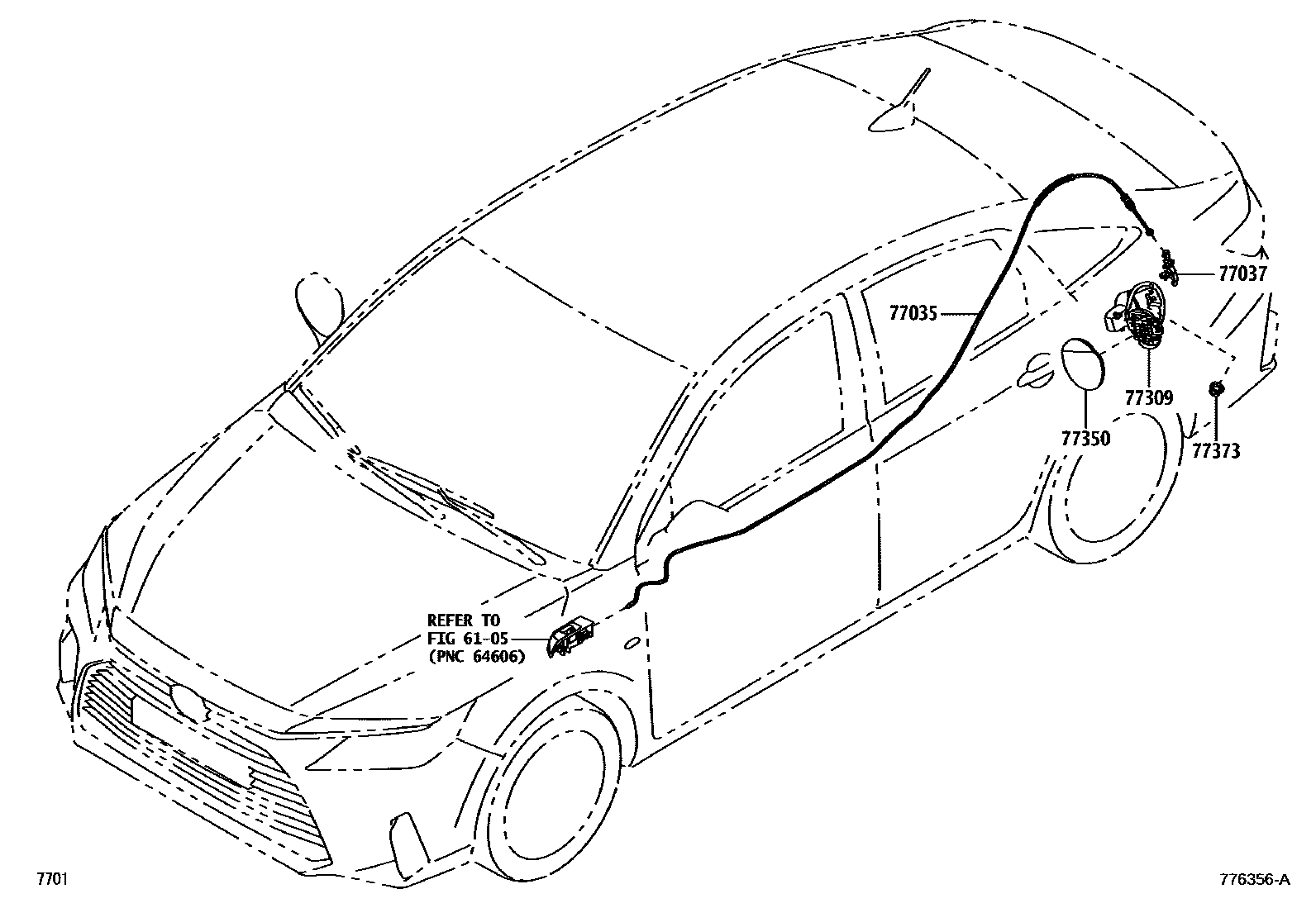 Toyota YARIS 燃油箱和燃油管 EPC diagram — 776356A