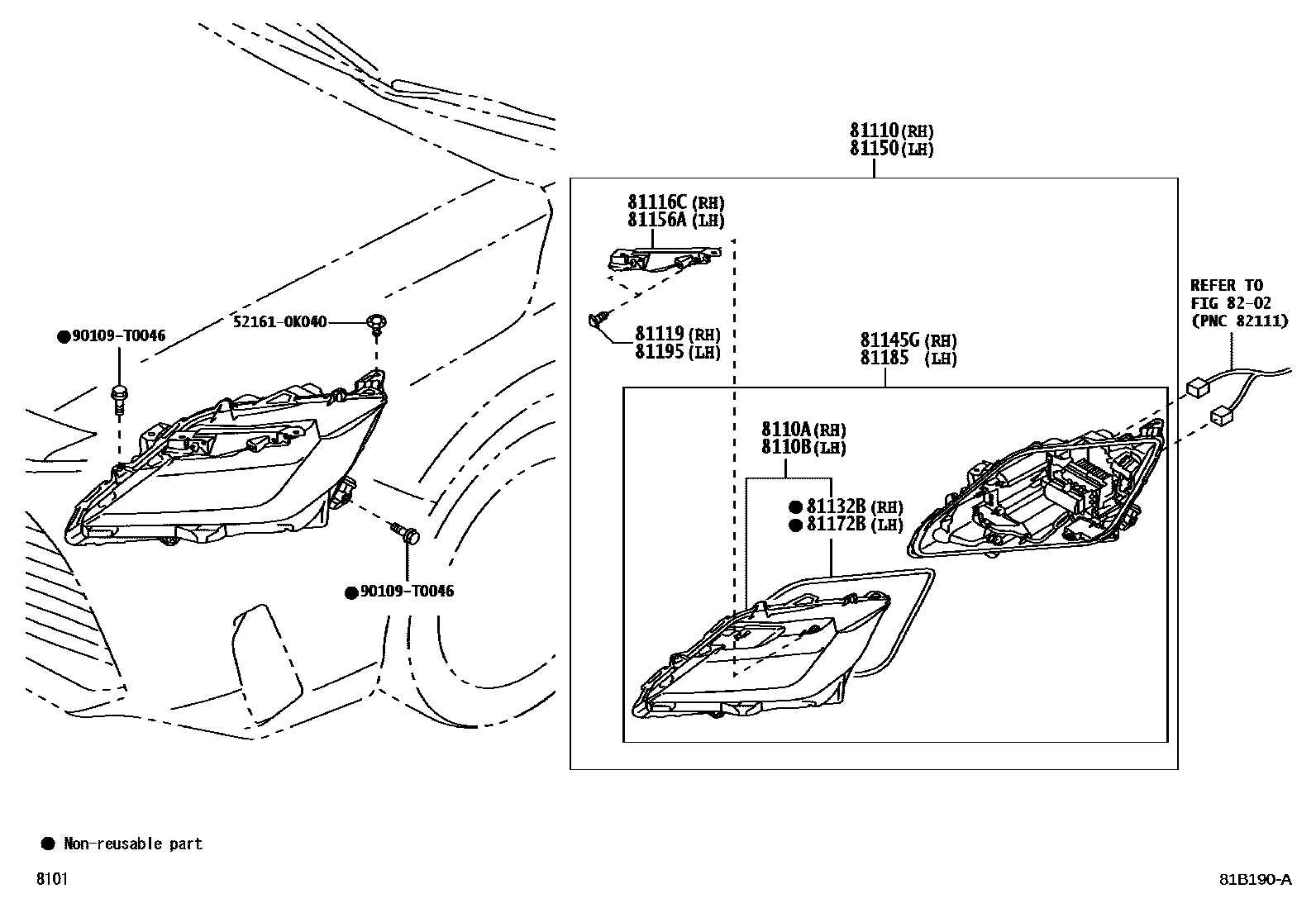 Toyota YARIS Headlamp EPC diagram — 81B190A