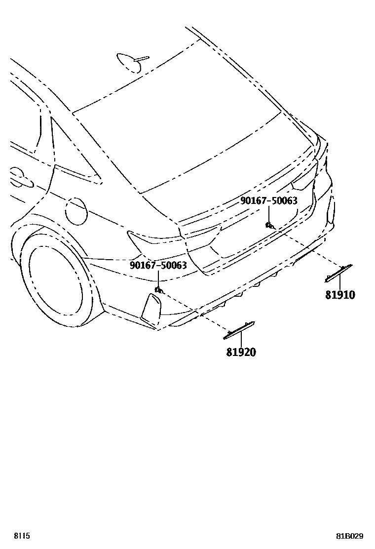 Toyota YARIS reflector EPC diagram — 81B029