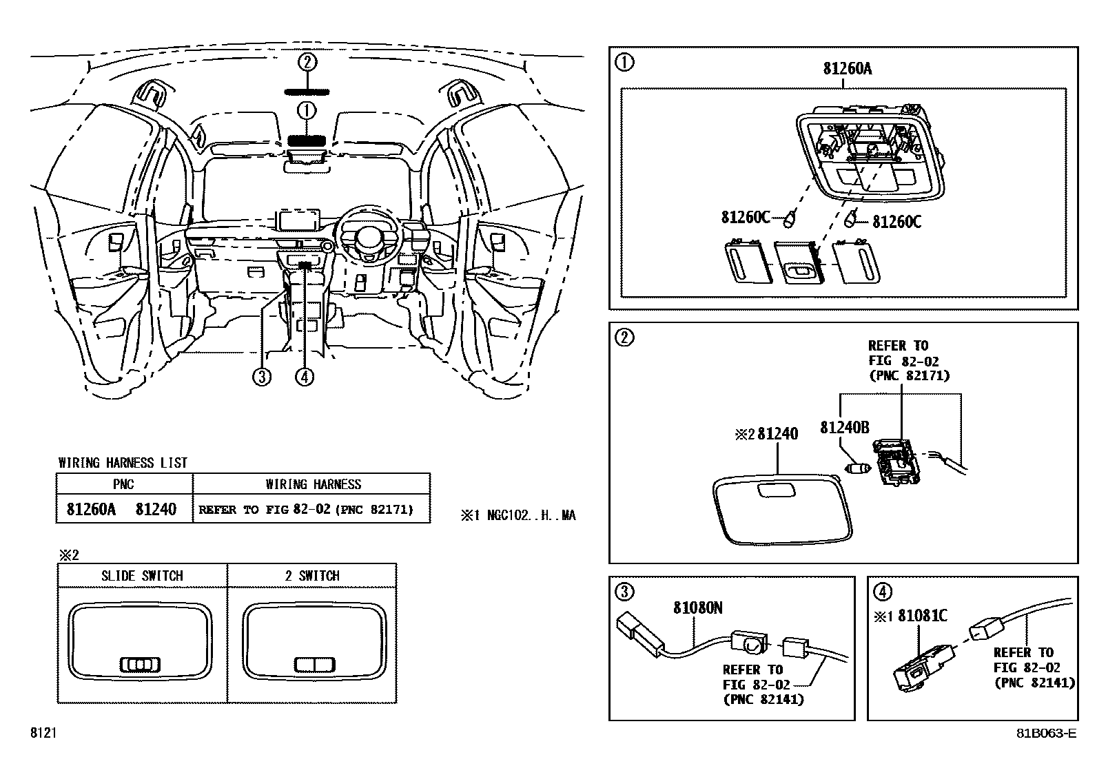 Toyota YARIS 车内灯 EPC diagram — 81B063E