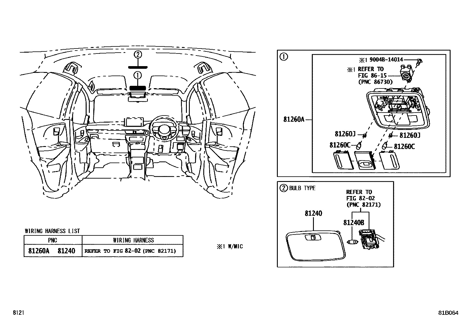 Toyota YARIS 车内灯 EPC diagram — 81B064