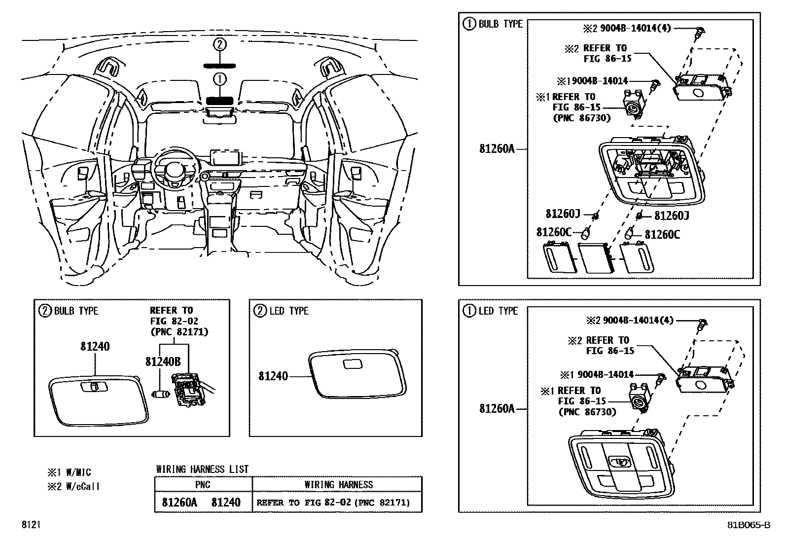 Toyota YARIS 车内灯 EPC diagram — 81B065B