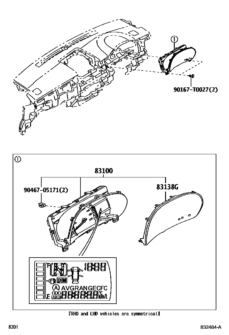 Toyota YARIS 仪表 EPC diagram — 832484A