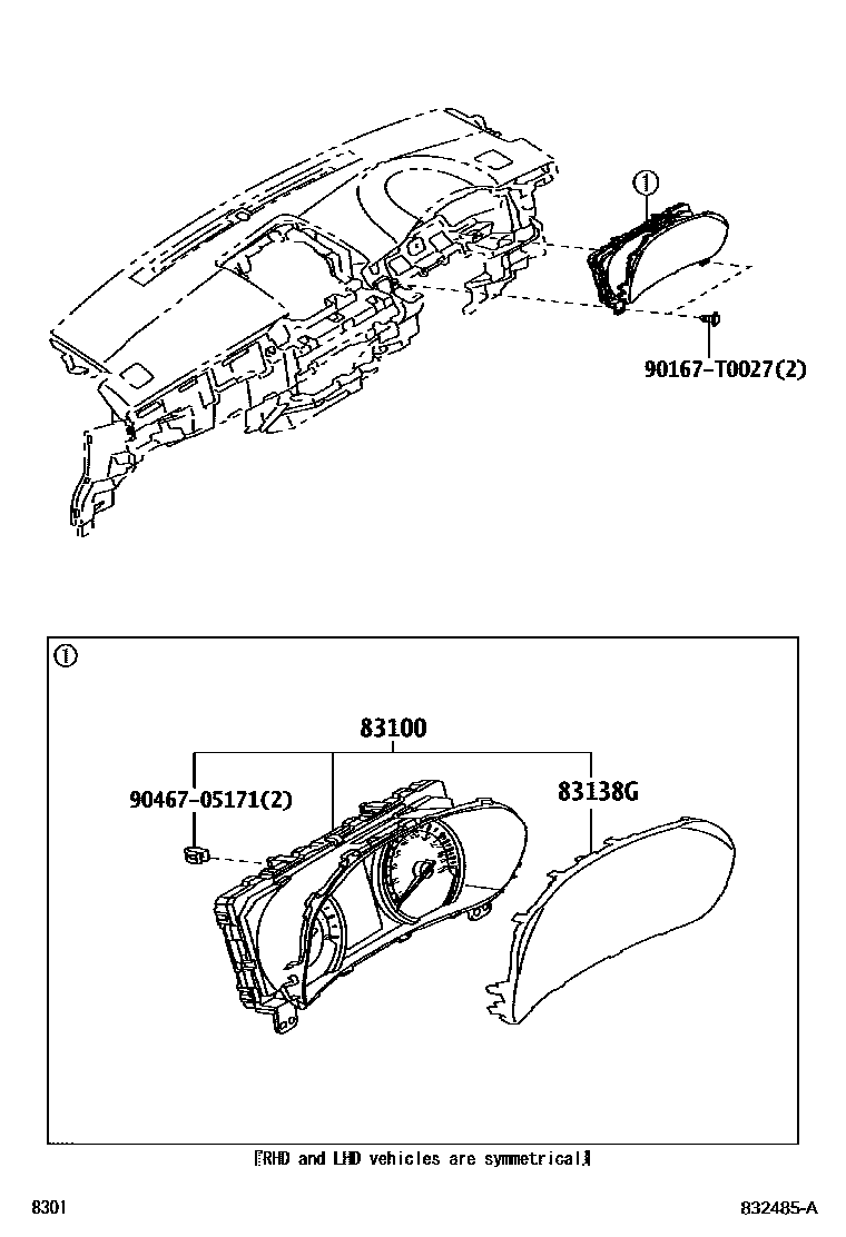 Toyota YARIS 仪表 EPC diagram — 832485A