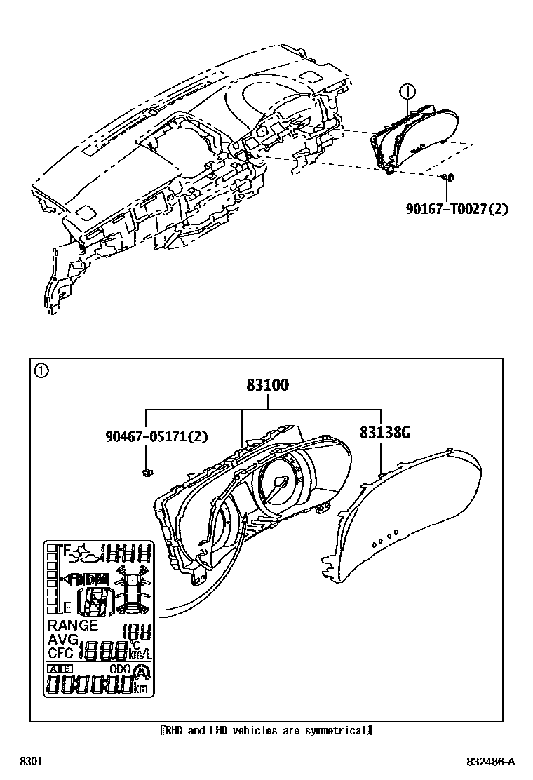 Toyota YARIS 仪表 EPC diagram — 832486A