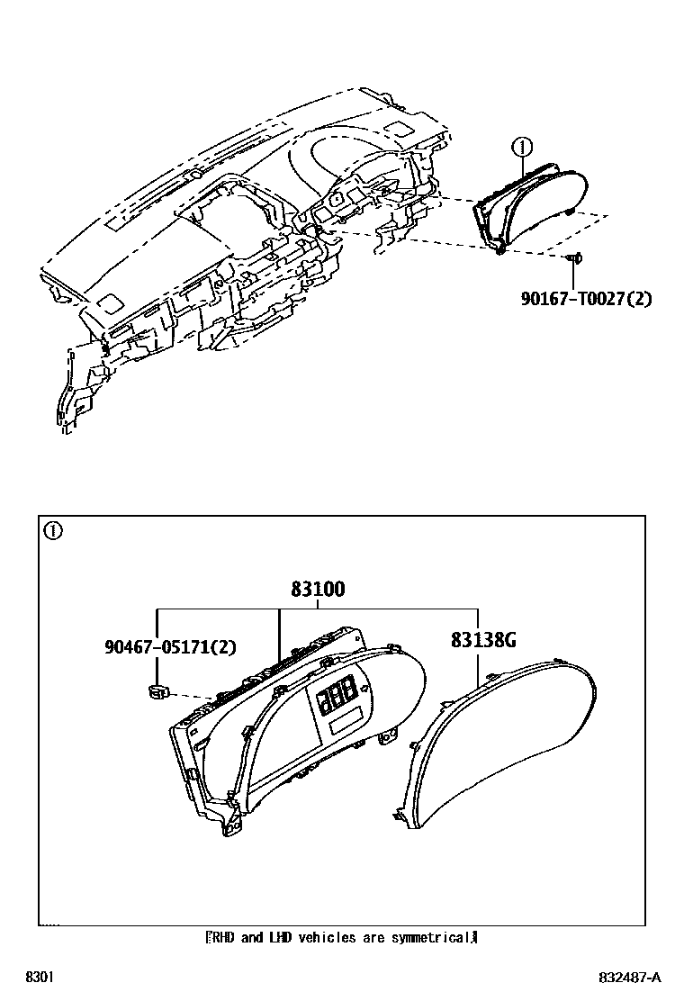 Toyota YARIS 仪表 EPC diagram — 832487A