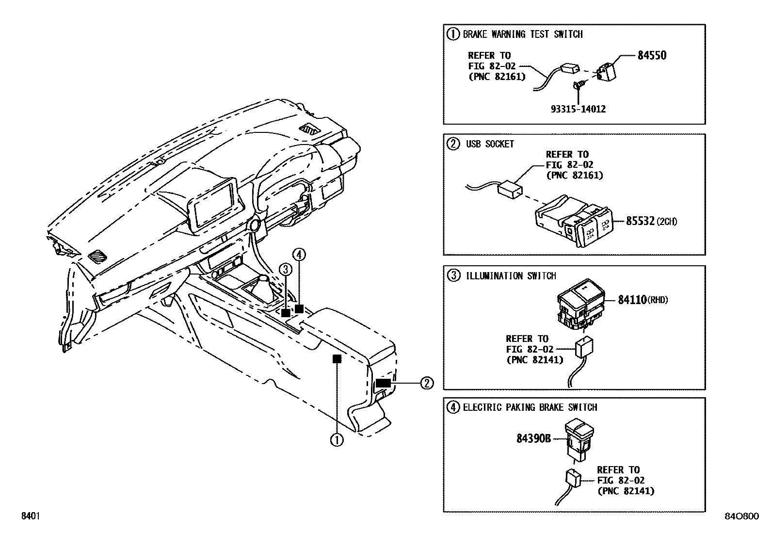 Toyota YARIS 开关和继电器和ECU EPC diagram — 84O800