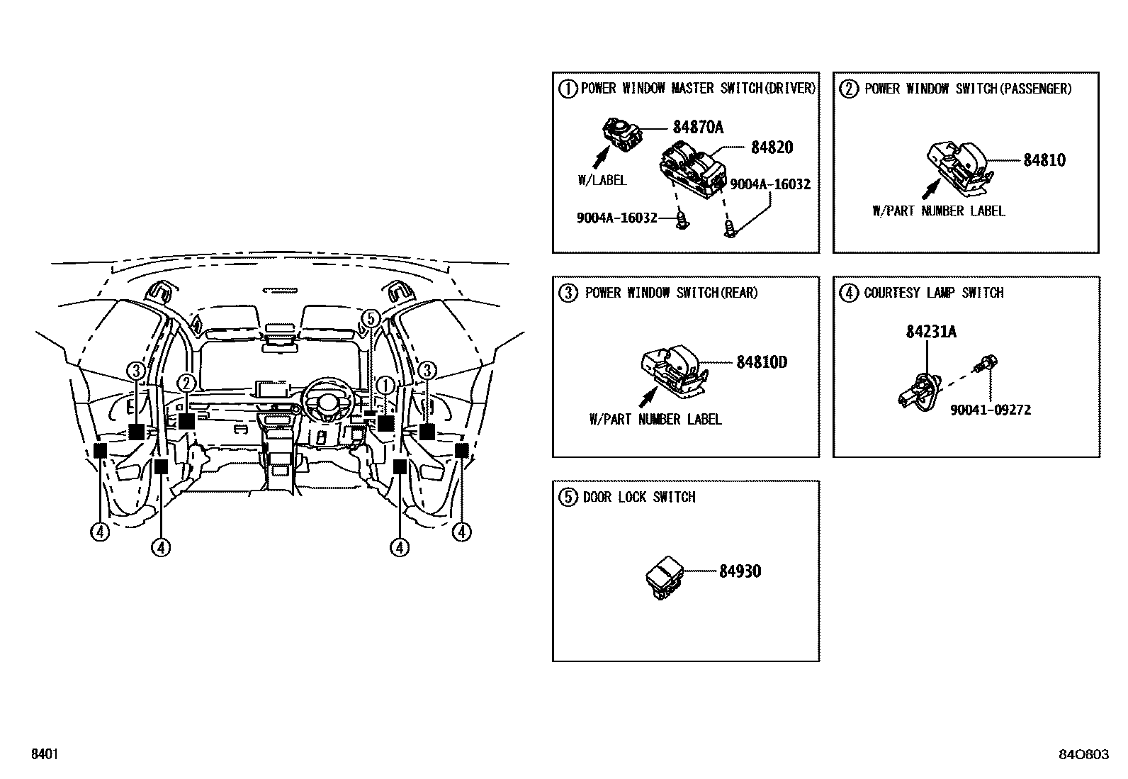 Toyota YARIS 开关和继电器和ECU EPC diagram — 84O803