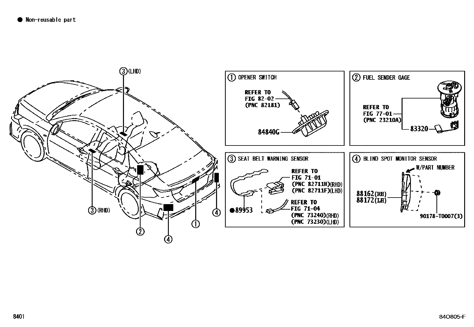 Toyota YARIS 开关和继电器和ECU EPC diagram — 84O805F
