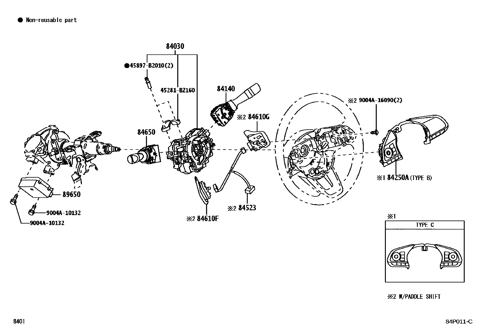 Toyota YARIS 开关和继电器和ECU EPC diagram — 84P011C