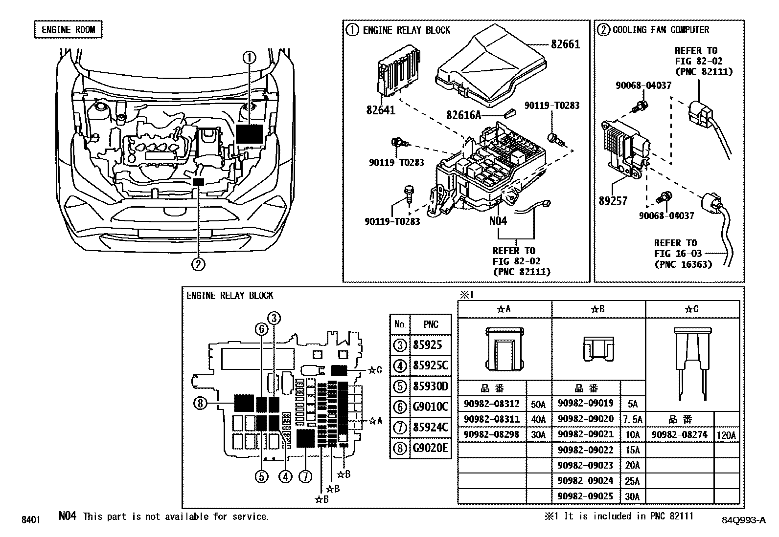 Toyota YARIS 开关和继电器和ECU EPC diagram — 84Q993A