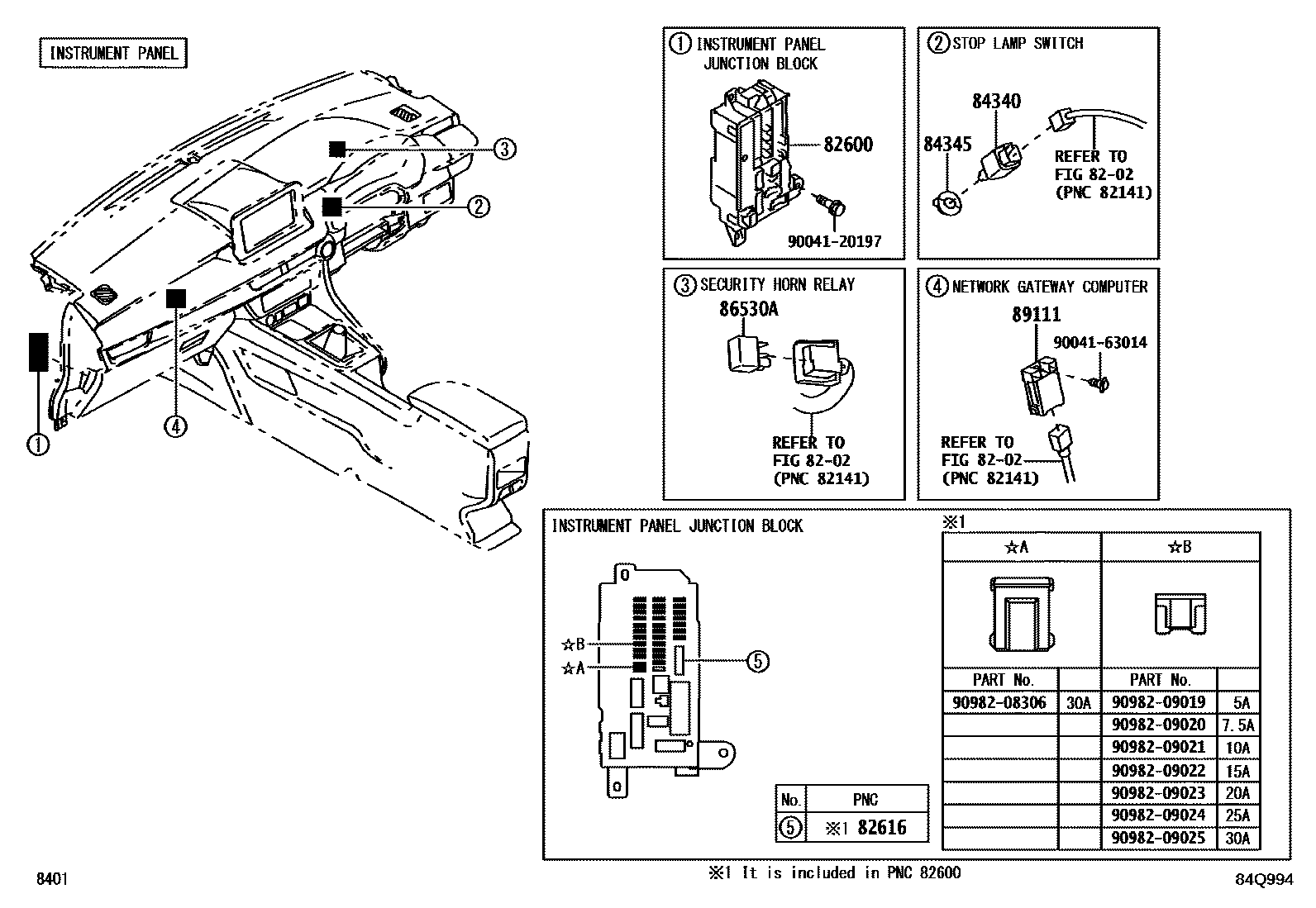 Toyota YARIS 开关和继电器和ECU EPC diagram — 84Q994
