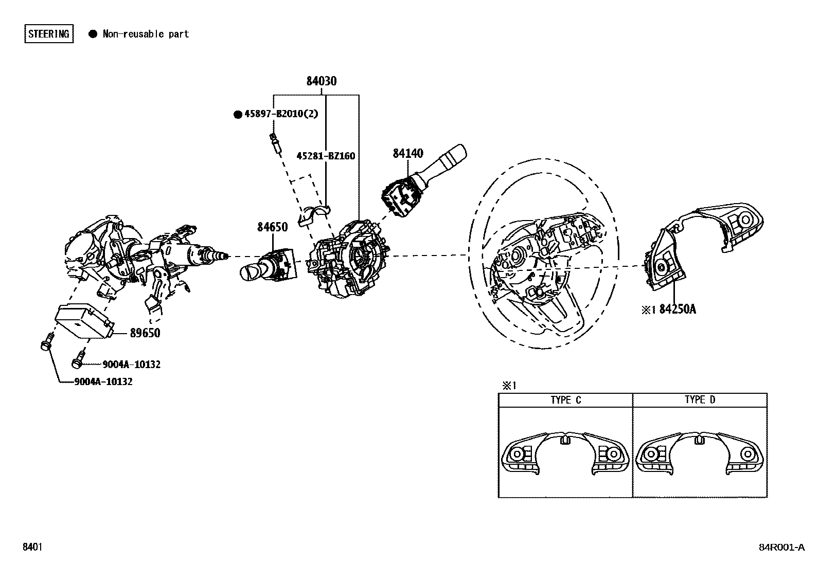 Toyota YARIS 开关和继电器和ECU EPC diagram — 84R001A