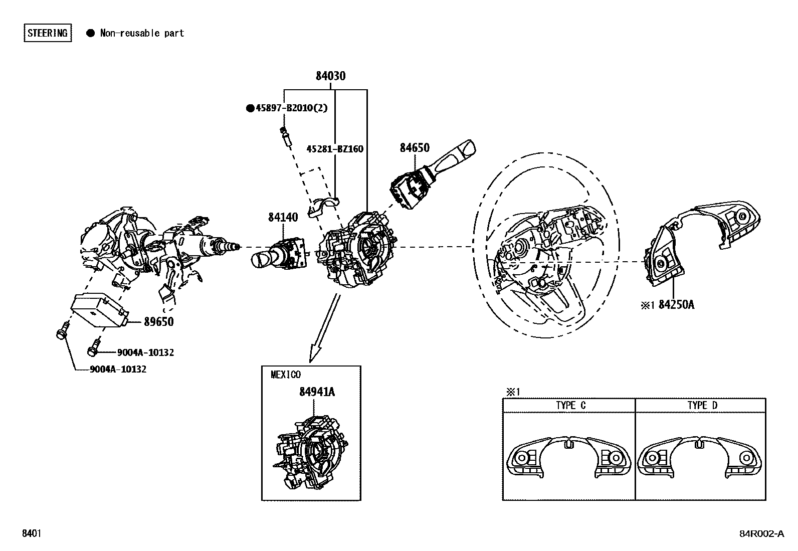 Toyota YARIS 开关和继电器和ECU EPC diagram — 84R002A