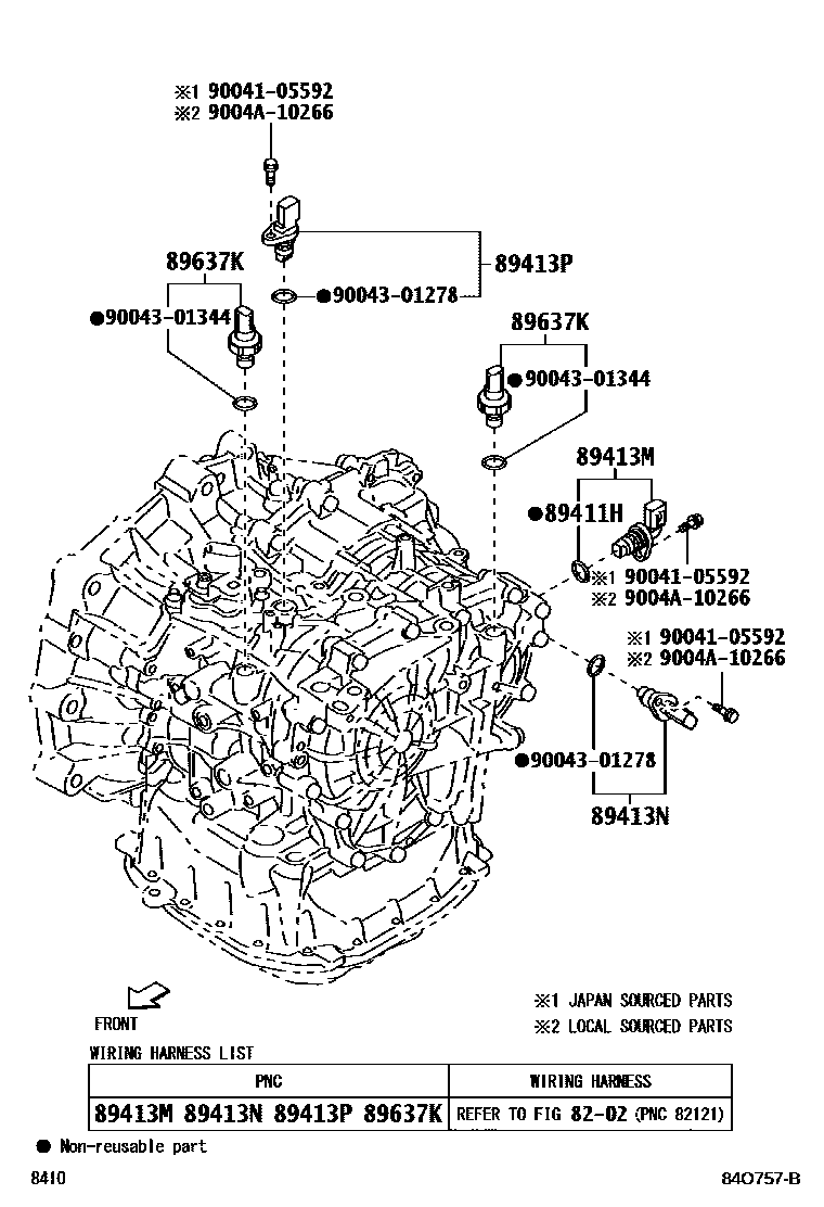 Toyota YARIS 超速档和电子控制变速器 EPC diagram — 84O757B