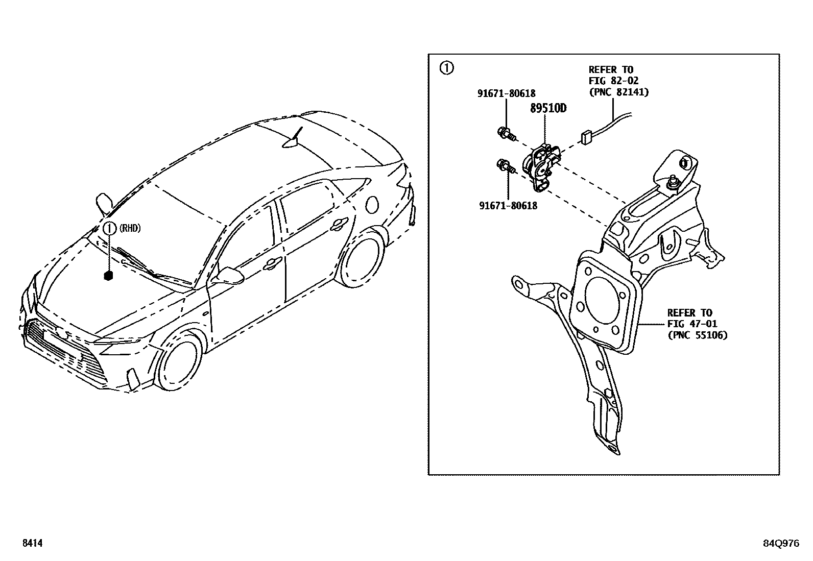 Toyota YARIS ABS 和 VSC EPC diagram — 84Q976
