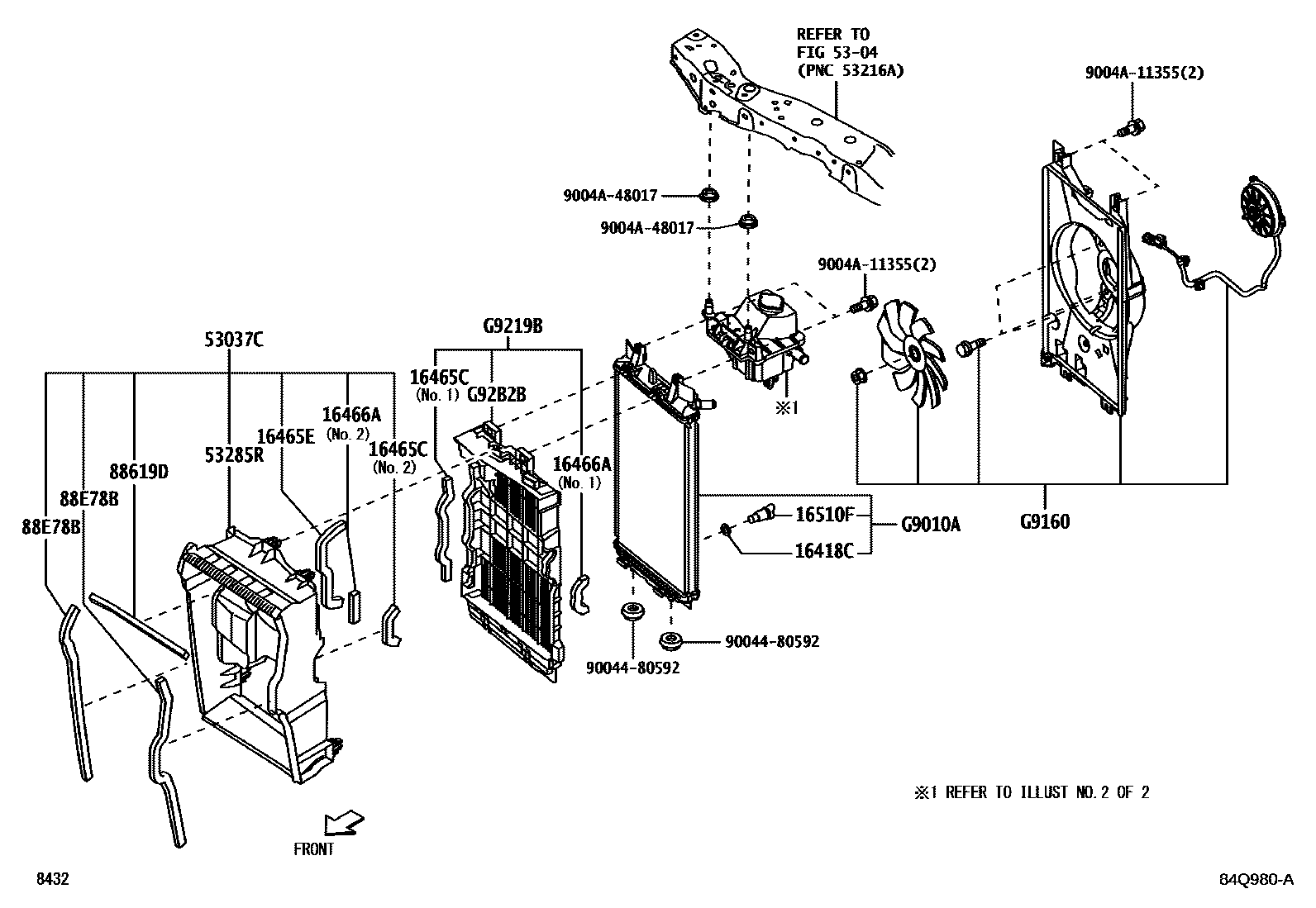 Toyota YARIS 逆变器冷却系统 EPC diagram — 84Q980A