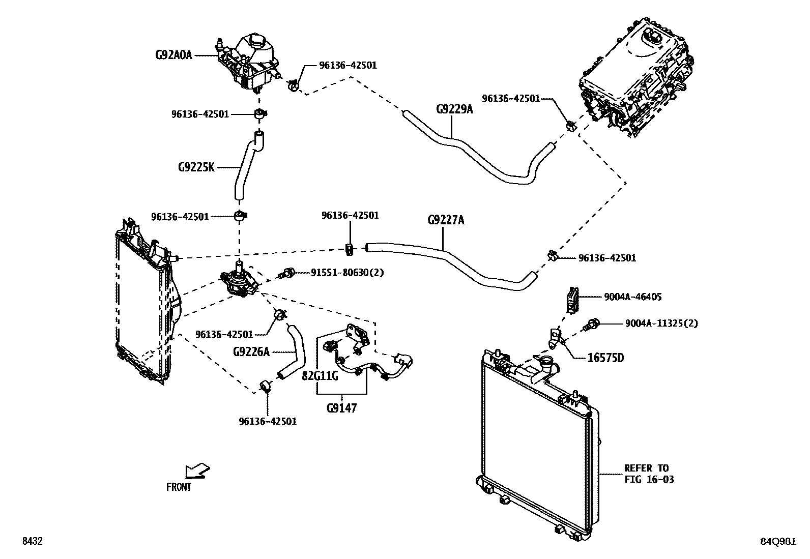 Toyota YARIS 逆变器冷却系统 EPC diagram — 84Q981