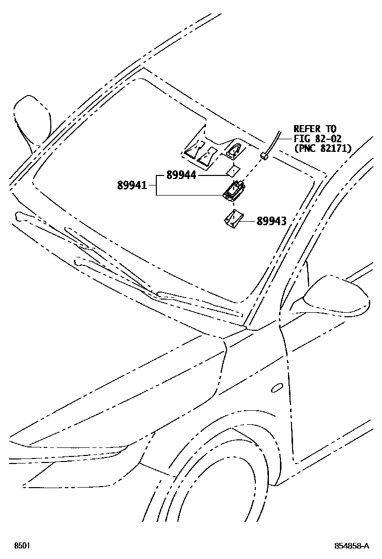 Toyota YARIS 挡风玻璃刮水器 EPC diagram — 854858A