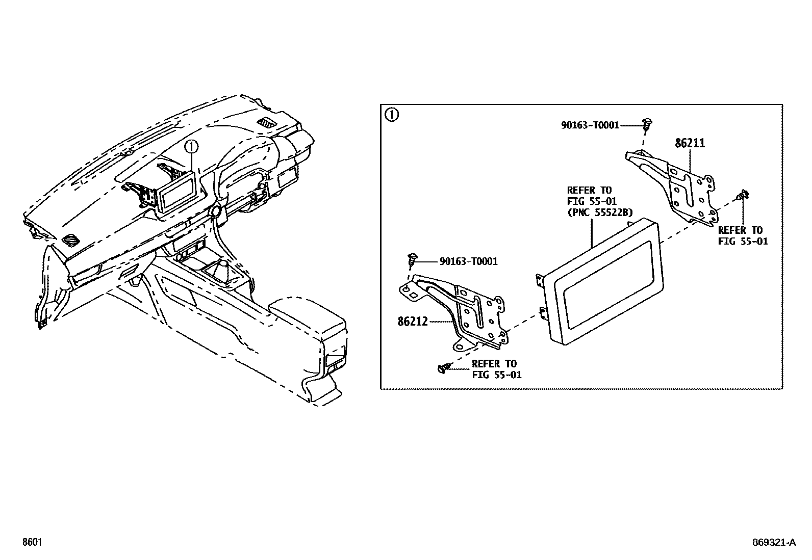 Toyota YARIS 收音机、放大器和冷凝器 EPC diagram — 869321A