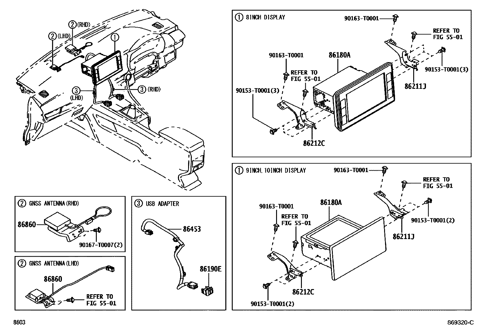 Toyota YARIS 导航和前监视器显示屏 EPC diagram — 869320C