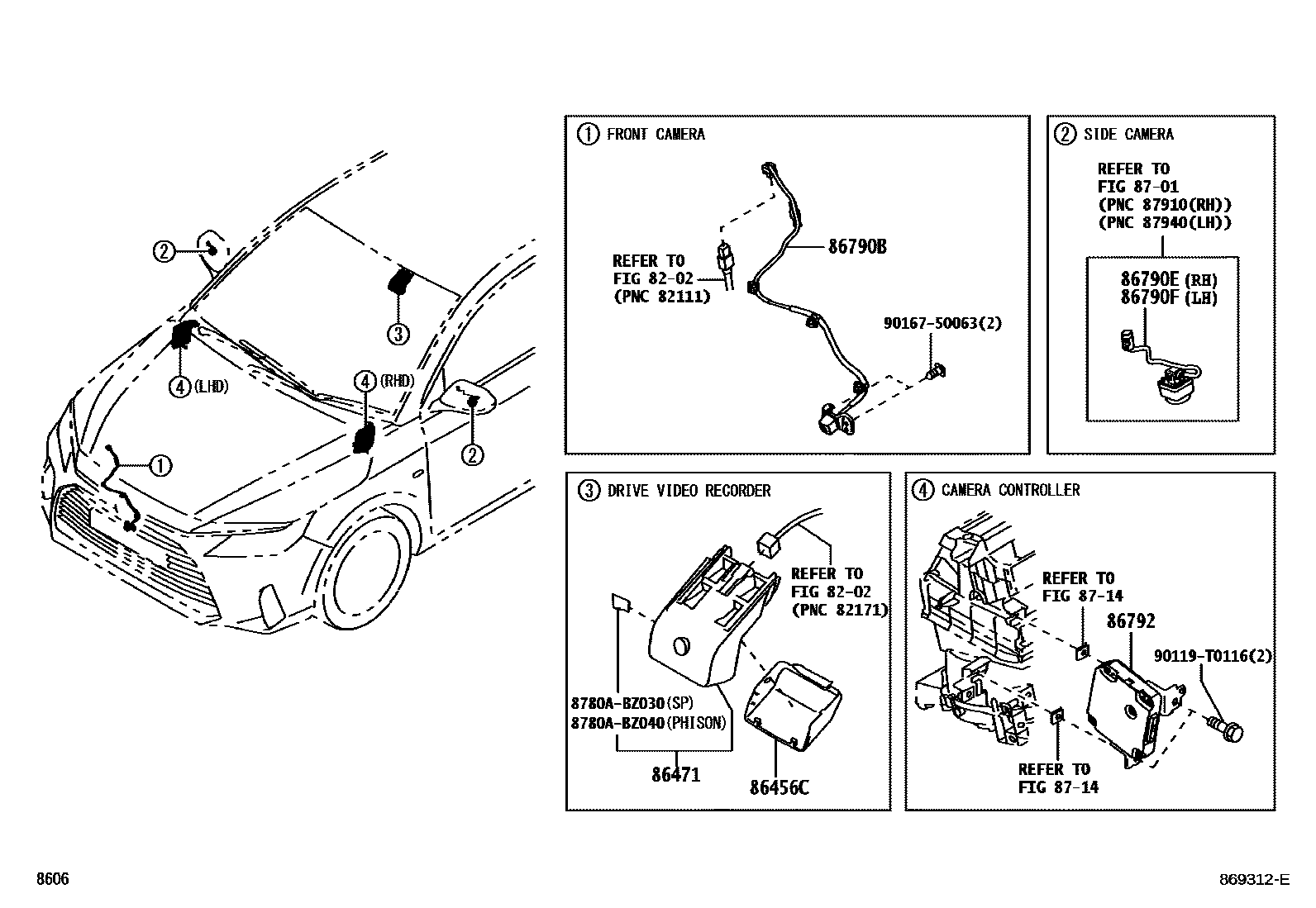 Toyota YARIS 倒车影像和摄像头 EPC diagram — 869312E