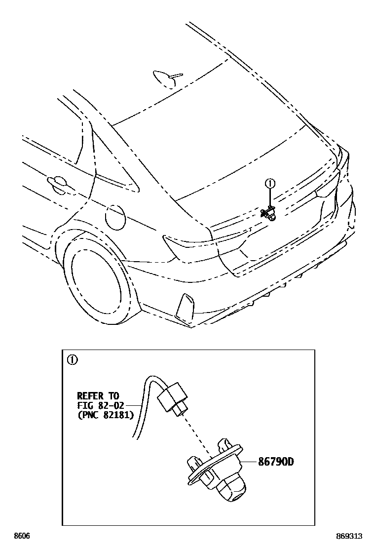 Toyota YARIS 倒车影像和摄像头 EPC diagram — 869313