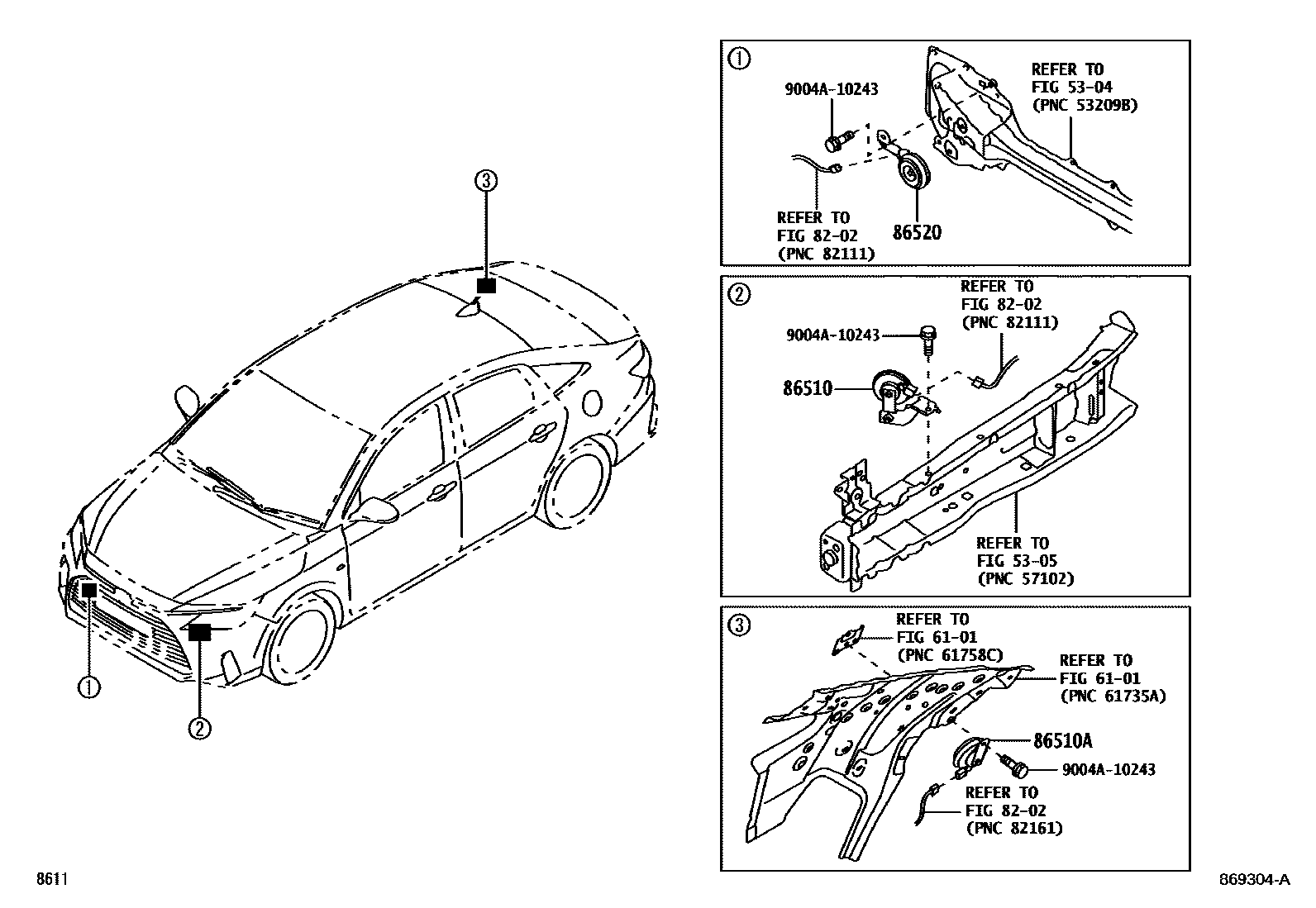 Toyota YARIS 喇叭 EPC diagram — 869304A