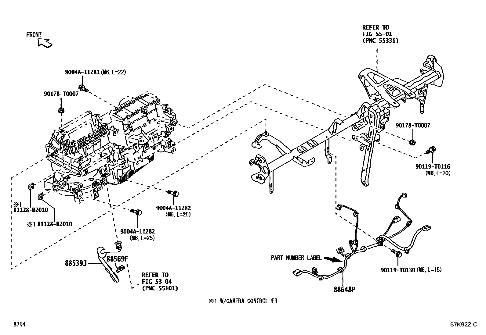 Toyota YARIS 暖风和空调系统 - 冷却器组件 EPC diagram — 87K922C
