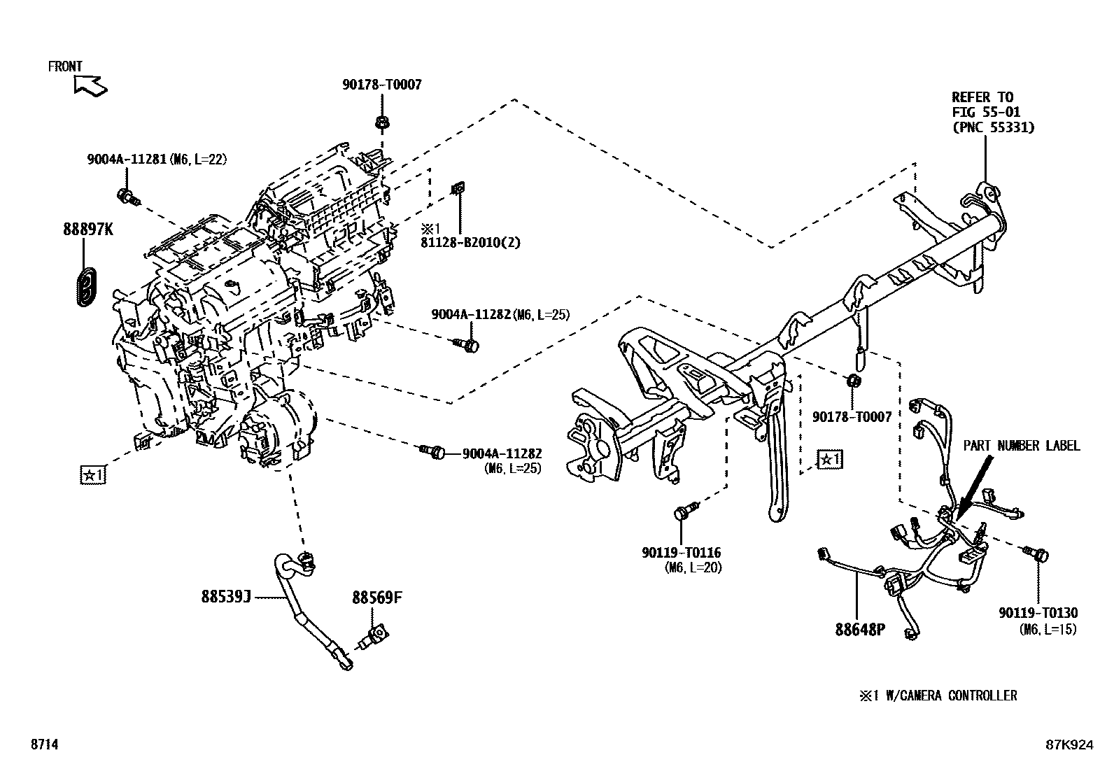 Toyota YARIS 暖风和空调系统 - 冷却器组件 EPC diagram — 87K924