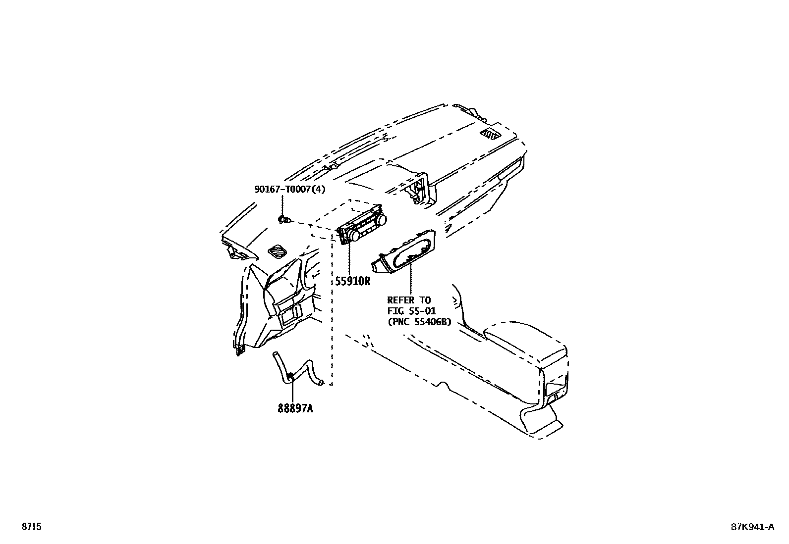 Toyota YARIS 暖风和空调系统 - 控制器和风管 EPC diagram — 87K941A