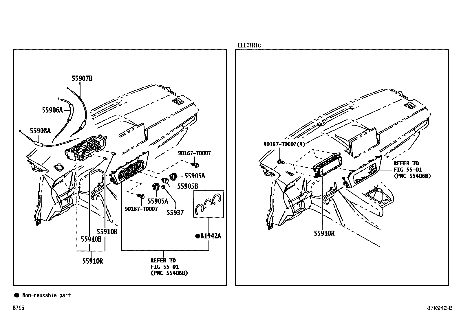 Toyota YARIS 暖风和空调系统 - 控制器和风管 EPC diagram — 87K942B
