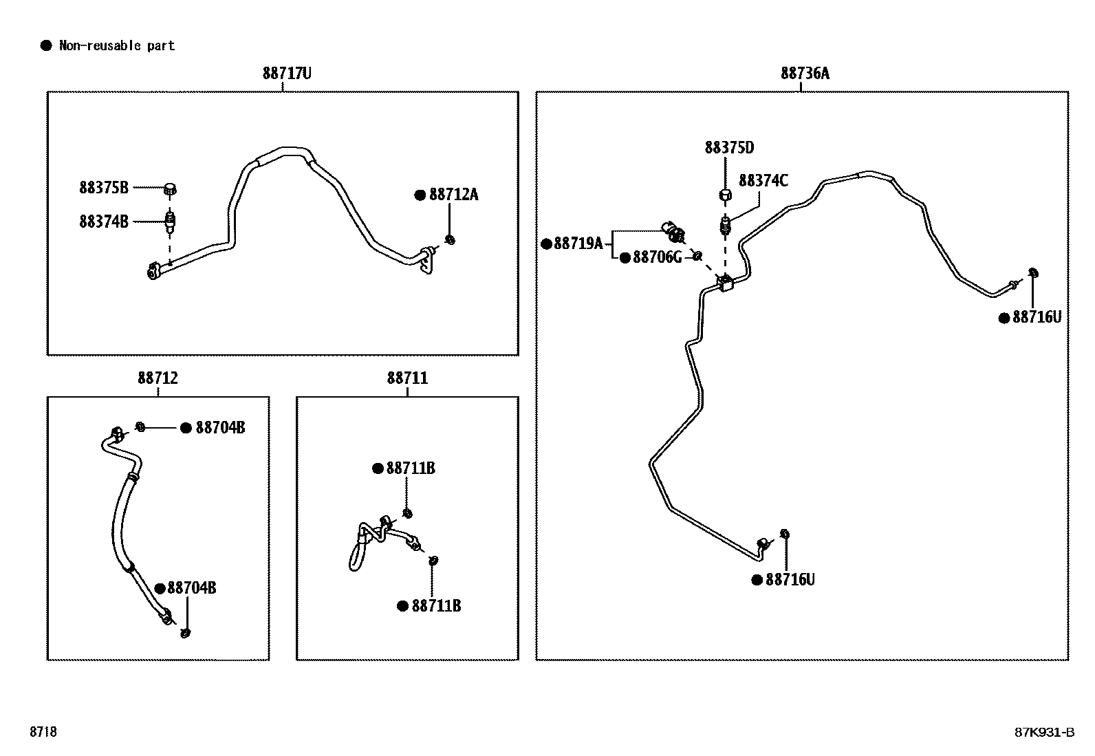 Toyota YARIS Heating & Air Conditioning - Cooler Piping EPC diagram — 87K931B