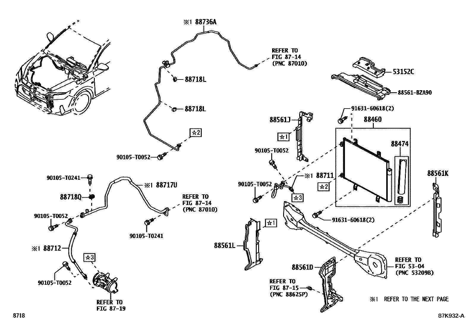 Toyota YARIS Heating & Air Conditioning - Cooler Piping EPC diagram — 87K932A