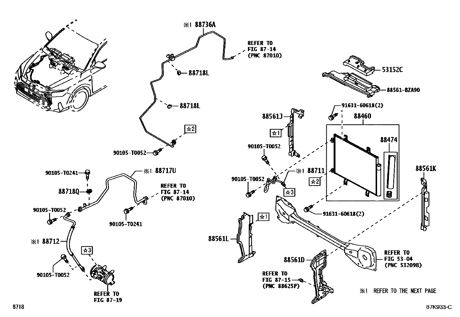 Toyota YARIS Heating & Air Conditioning - Cooler Piping EPC diagram — 87K933C