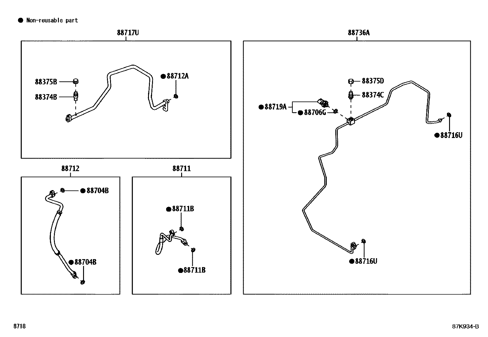Toyota YARIS Heating & Air Conditioning - Cooler Piping EPC diagram — 87K934B
