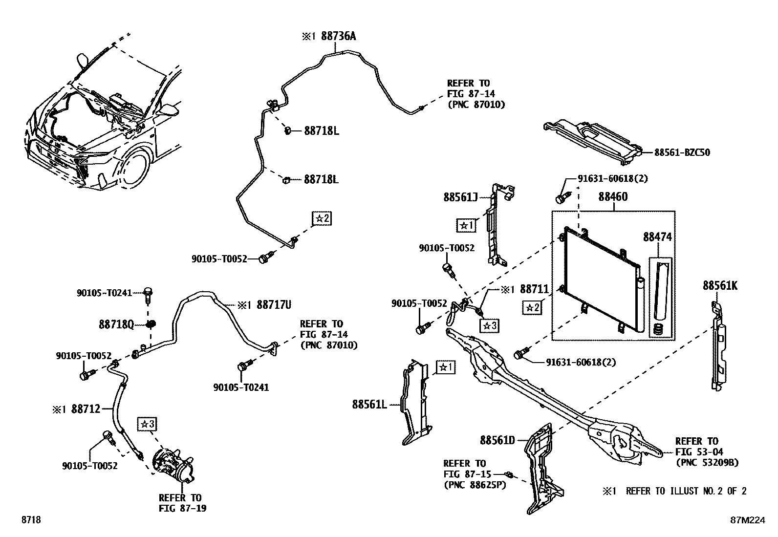 Toyota YARIS Heating & Air Conditioning - Cooler Piping EPC diagram — 87M224