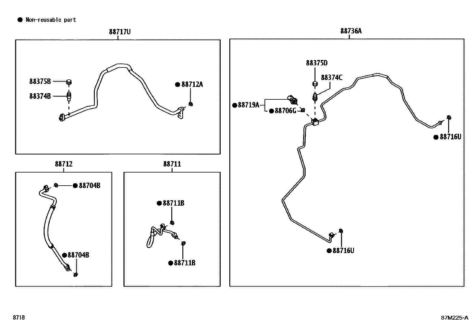 Toyota YARIS Heating & Air Conditioning - Cooler Piping EPC diagram — 87M225A