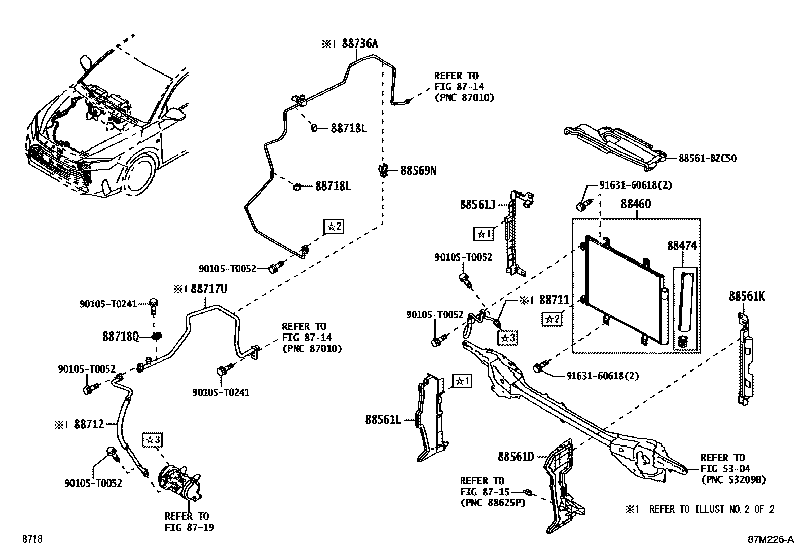 Toyota YARIS Heating & Air Conditioning - Cooler Piping EPC diagram — 87M226A