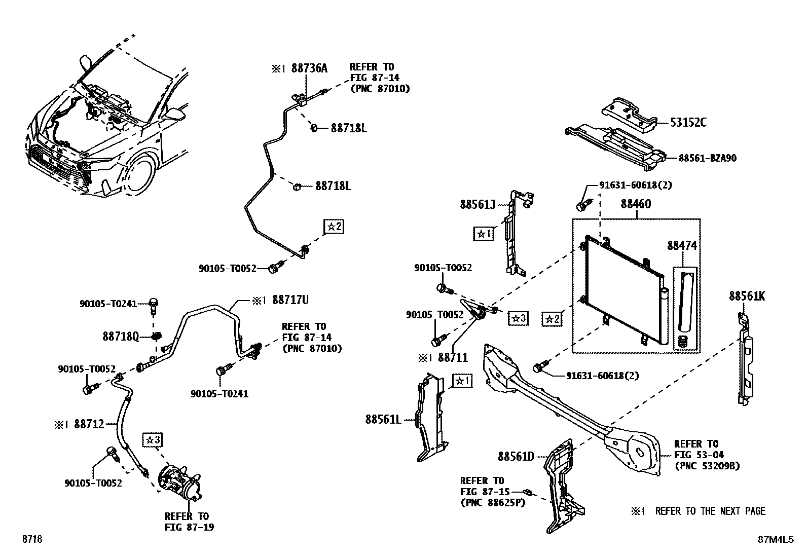 Toyota YARIS Heating & Air Conditioning - Cooler Piping EPC diagram — 87M4L5